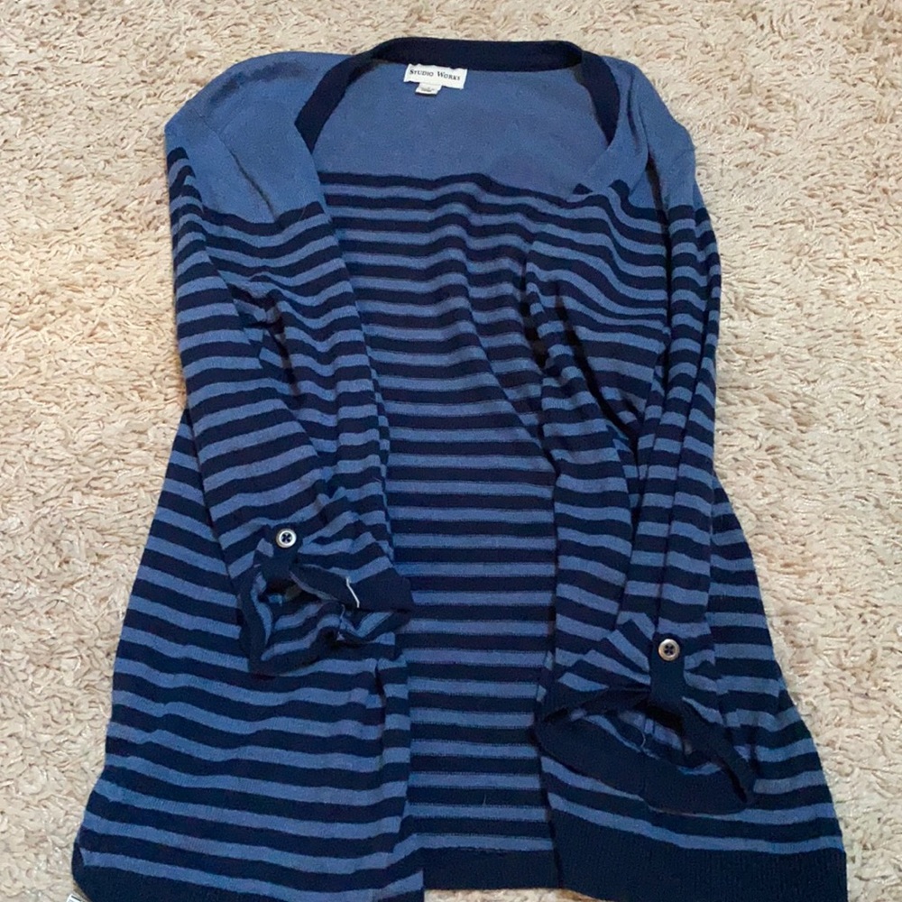 Blue striped cardigan